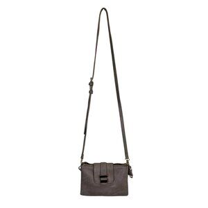 Madison West Taupe Crossbody Purse Bag Adjustable Strap & Gold Accents
